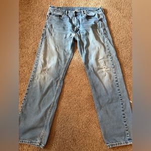 Men’s distressed jeans, 36”waist, 30”length.
